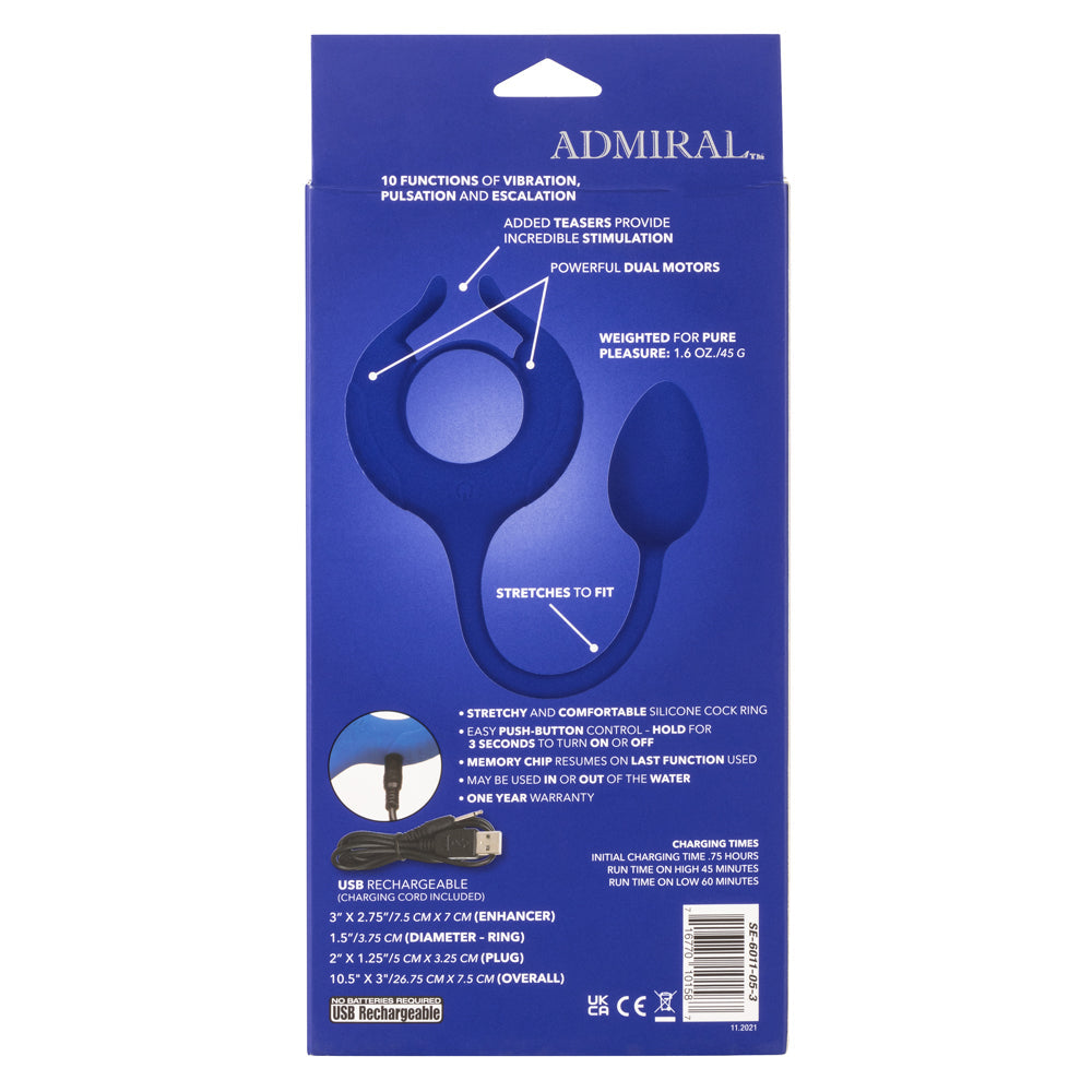 Admiral Plug & Play Vibrating Weighted Cock Ring & Anal Plug