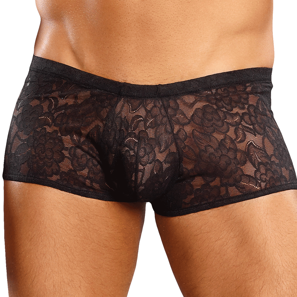 Male Power Stretch Lace Mini Short